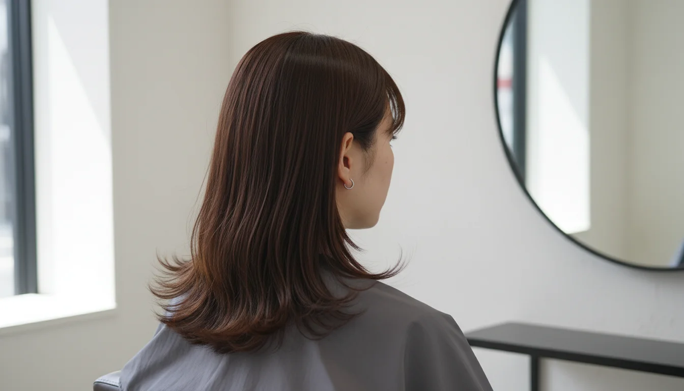 自然光の下で毛先の質感まで整えたヘアスタイルの後ろ姿